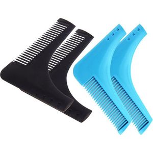 Beard Lab -  Baardkam - Set van 4 - Baardtrimmer - Baard Verzorging - Beard Shaper - Beard Styler - Zwart en blauw