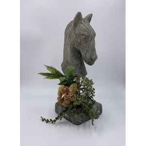 Decoratiebeeld Paard op voet stonegrey grijs groen steen maat S H25,5xB9,3CM | 65461 | Home Sweet Home | Stoer & Sober Woonstijl