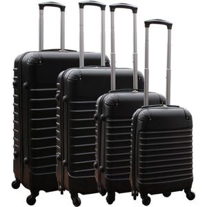 Kofferset 4 delig ABS - zwenkwielen - met cijferslot - zwart