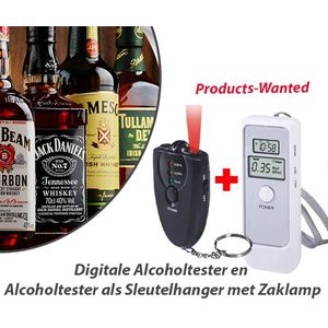 (2 Stuks) Digitale Alcoholtester en Alcoholtester als Sleutelhanger met Zaklamp X