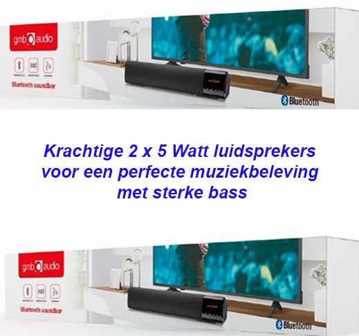 Gembird - Bluetooth Soundbar Luidspreker - Zwart - Ingebouwde Microfoon