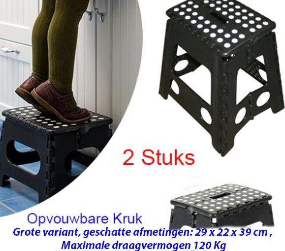 Opvouwbare Krukken - Zwart met Witte Stippen - Kunststof - 2-Pack