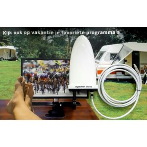 OPTICUM SMART HD 750 DVB-T2 MOBIELE DIGITALE ANTENNE VOOR KPN DIGITENNE (NL) / ANTENNE TV (BE) Met 3 Meter Kabel En Zuigvoet voor camper, caravan of boot