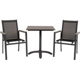 Colorado70*70 tuinmeubelset tafel 70x70cm en 2 stoel Parma zwart.