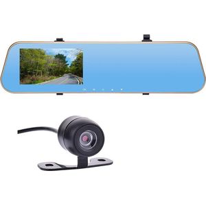 Mirror Dashcam, 4.3""inch  dash cam FULL-HD voor & achter camera, inclusief achteruitrijcamera, binnenspiegel camera