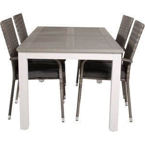 Albany tuinmeubelset tafel 90x152/210cm en 4 stoel Anna grijs, gebroken wit.