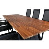 Doory tuinmeubelset tafel 100x250cm en 6 stoel Copacabana zwart, naturel.