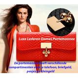 2 Stuks Luxe Lederen Dames Portemonnee in Zwart en Rood Kleuren