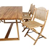 Plankton tuinmeubelset tafel 100x220cm en 6 stoel Cane lichtgrijs, naturel.