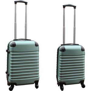 Kofferset 2 delig ABS handbagage koffers - met cijferslot - 27 en 39 liter – groen