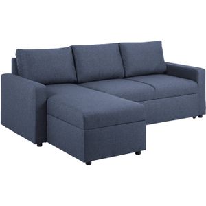 Sander Slaapbank met Chaise Longue en Opbergruimte - Blauw | Zithoogte 46 cm | Zitdiepte 56 cm