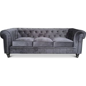 Chesterfield Design Bank 3-Zits Velvet Black