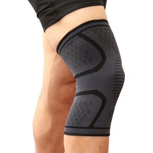 Compressie Knie Brace - Elastisch Bandage - Band - Strap - Sleeve - Kousen - Warmers - Blessures - Sport Ondersteuning - Knee Support - Vrouwen - Mannen - Maat: M - 1 stuk - Grijs