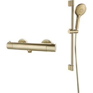 Douchekraan Opbouw Thermostatisch met Glijstangset Goud Rond