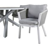 Parma tuinmeubelset tafel Ø140cm en 4 stoel Virya wit, grijs.