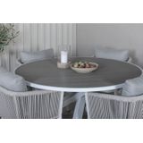 Parma tuinmeubelset tafel Ø140cm en 4 stoel Virya wit, grijs.