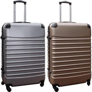 Travelerz kofferset 2 delig ABS groot - met cijferslot - 95 liter - zilver - goud