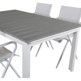 Levels tuinmeubelset tafel 100x160/240cm en 4 stoel Alina wit, grijs.
