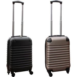 Travelerz kofferset 2 delig ABS handbagage koffers - met cijferslot - 27 liter - zwart - goud