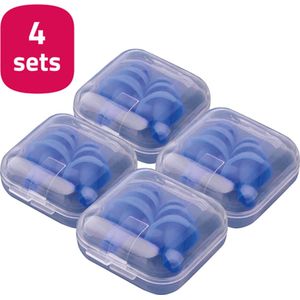 4 Sets Oordoppen 25 db Blauw - Festival Oordopjes - Snurken - Klussen - Incl. Bewaardoosjes