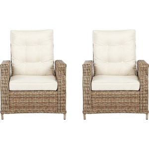 2xGram fauteuil tuin incl. kussen, naturel en off white.