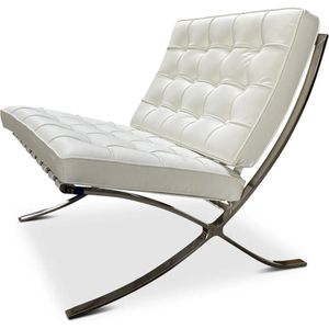 Barcelona Chair - Wit - RVS