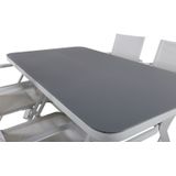 Virya tuinmeubelset tafel 90x160cm en 4 stoel alu Alina wit, grijs.