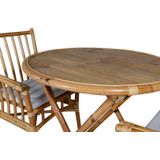 Cane tuinmeubelset tafel Ã˜80cm en 2 stoel Cane lichtgrijs, naturel.