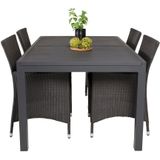 Marbella tuinmeubelset tafel 100x160/240cm en 4 stoel Knick zwart.