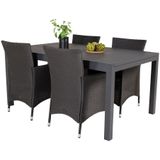 Marbella tuinmeubelset tafel 100x160/240cm en 4 stoel Knick zwart.