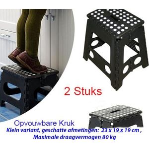Opvouwbare Kruk - Zwart met Witte Stippen - Kunststof - 2-Pack