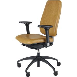 Wesjon P7 ergonomische bureaustoel - echt leer - lichtbruin - kleur Stelvio Sand - vintage leer - andere kleuren leverbaar