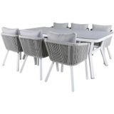 Virya tuinmeubelset tafel 100x200cm en 6 stoel Virya wit, grijs.