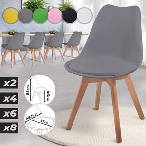 Trend24 Eetkamerstoelen - Scandinavische stijl - set van 8 stuks - Grijs