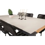 Texas tuinmeubelset tafel 100x200cm en 6 stoel armleuningS Lindos zwart, naturel, grijs.
