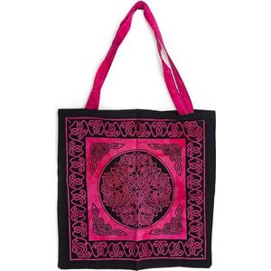 Tote Tas Katoen – Roze/ Zwart (45 cm)