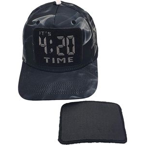 Lauren Rose - It's 420 Time - Klittenband Patch - Snapback Pet - One Size - Zwart - Smoke Print