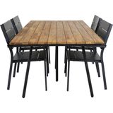 Chan tuinmeubelset tafel 100x200cm en 4 stoel Levels zwart, naturel.