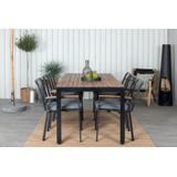 Bois tuinmeubelset tafel 90x205cm en 6 stoel Dallas zwart, naturel.