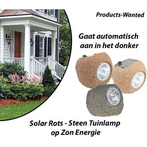 4-Stuks Solar Rots - Steen Tuinlamp op Zon Energie