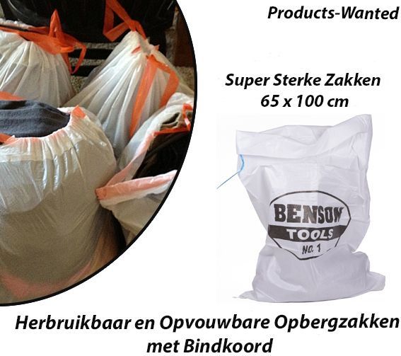 Benson - Opbergzakken - 15-Stuks - 65 x 100 cm - Herbruikbaar en Opvouwbaar