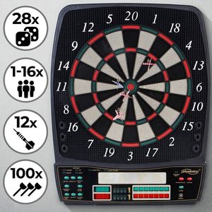Trend24 Elektronisch dartbord - Dartspel - LED-display - 28 spellen - 100 reserve pijlpunten - 8 spelers