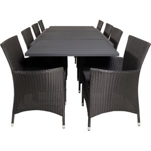 Marbella tuinmeubelset tafel 100x160/240cm en 8 stoel Knick zwart.