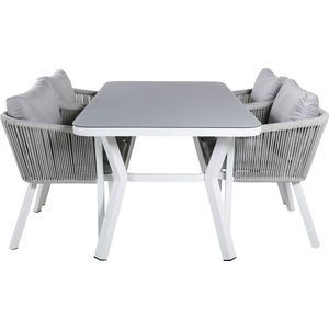 Virya tuinmeubelset tafel 90x160cm en 4 stoel Virya wit, grijs.