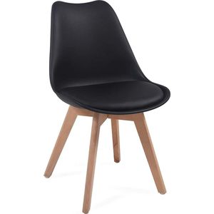 Trend24 Eetkamerstoelen - Scandinavische stijl - Set van 4 stuks - Zwart - Stoffen bekleding - Metaal - Massief hout