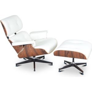 Lounge Chair + Hocker XL - Wit - Fauteuil - Palissander - Set