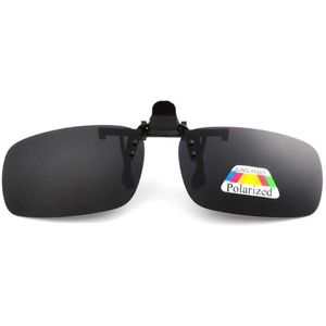 Clip On Voorzet Zonnebril - Voorhanger Opzet Zonnebril Gepolariseerd - Donker Zwart