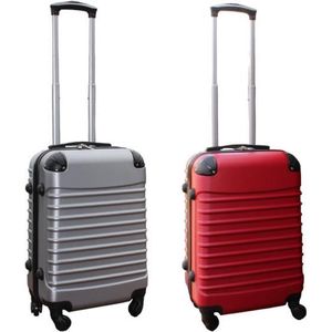 Travelerz kofferset 2 delig ABS handbagage koffers - met cijferslot - 39 liter - zilver - rood