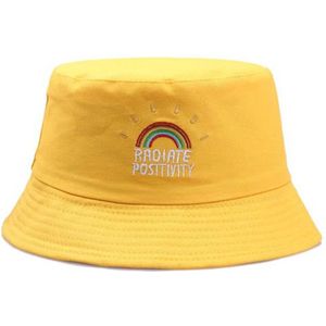 Bucket Hat · Unisex · Festivalhoedje · Regenhoedje · Vissershoedje · Zonnehoedje · Hoed · Emmerhoed · Geel Rainbow - LGBT