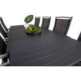 Marbella tuinmeubelset tafel 100x160/240cm en 8 stoel Albany zwart.